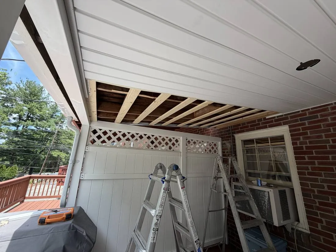 Beadboard Ceiling · Allentown, PA — in progress by LV Roofing