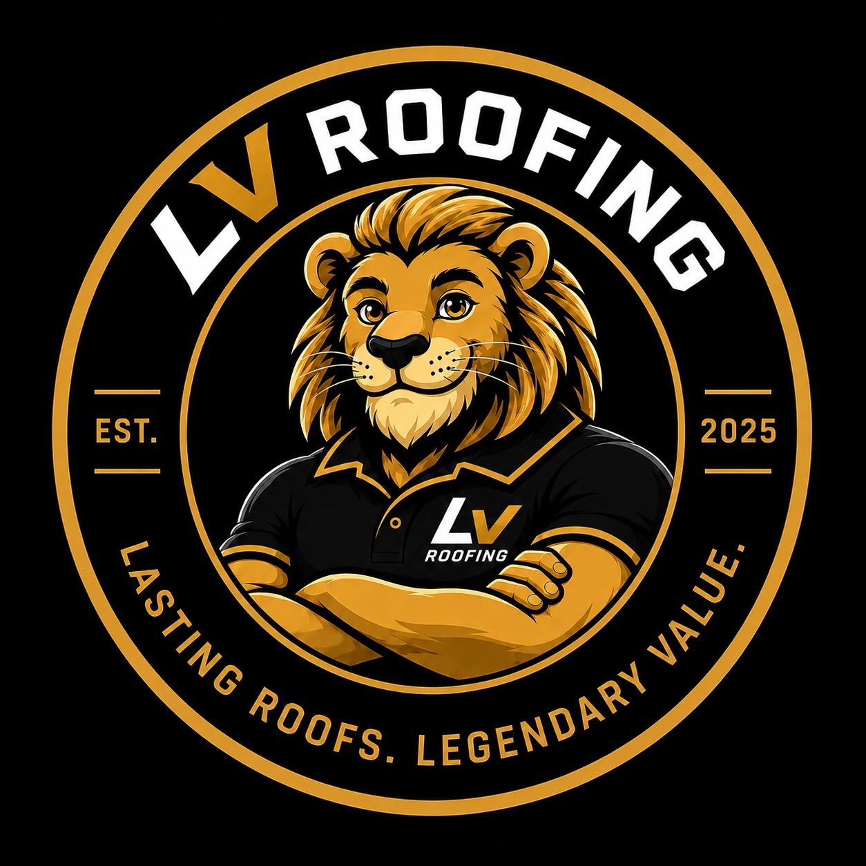 LV Roofing badge — Lasting Roofs. Legendary Value.