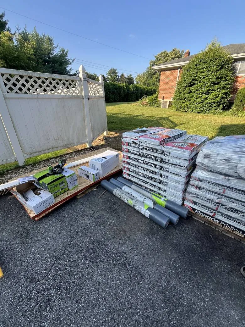 Atlas Pinnacle + STINGER · Allentown, PA — materials on site by LV Roofing