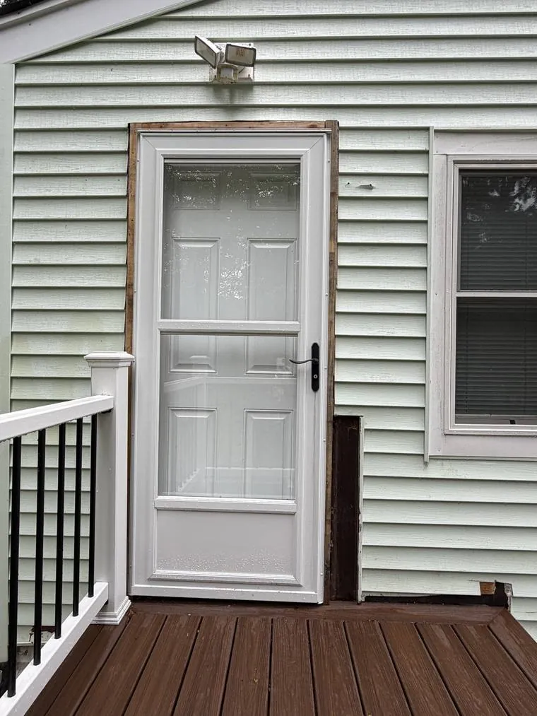 Entry Door · Tobyhanna, PA — trim rebuild by LV Roofing